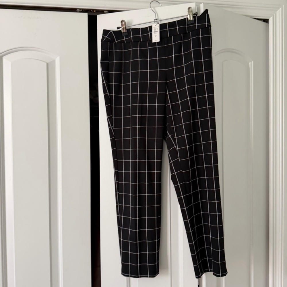 Talbots Black Grid Pattern Cropped Pants